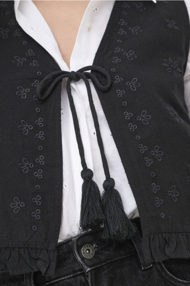 ONLJAKIRI LINEN S/L EMB VEST PTM 15346503 BLACK